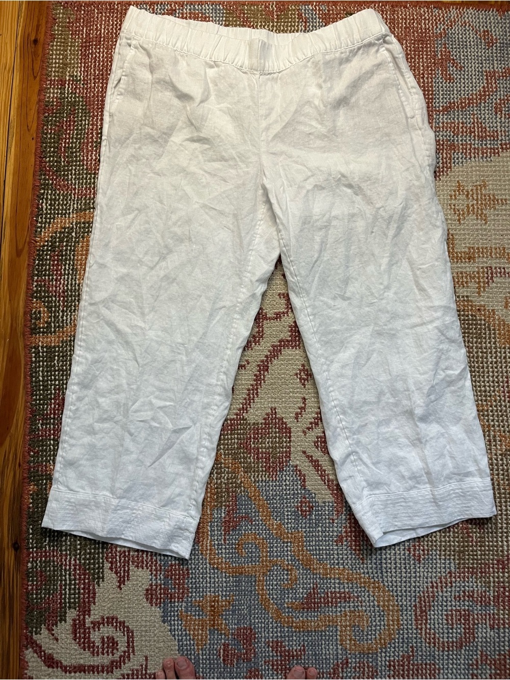 J.Jill Love Linen White Wide Leg Elastic Waist Pant Size L